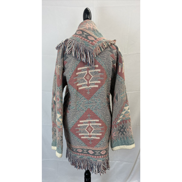Classics Simply Country Wytheville VA Aztec Theme Vintage Coat OSFA Fringe Chrty - Picture 3 of 11